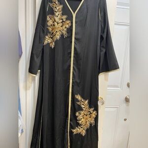 Black Abaya with Gold embroidery XL